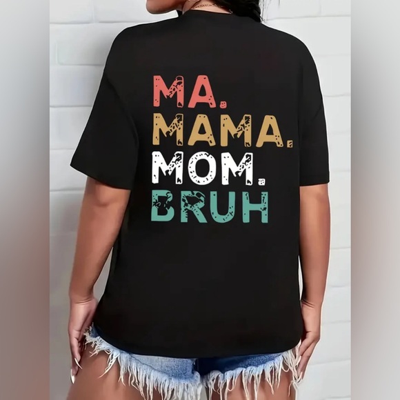 983 ❤️ Trendy Plus Size Mama Letter Graphic Print T-Shirt Top Shirt - Picture 3 of 4